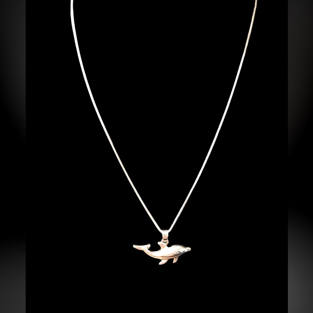 Hand Crafted Upcycled Sterling Silver Necklace With Majestic Dolphin Charm